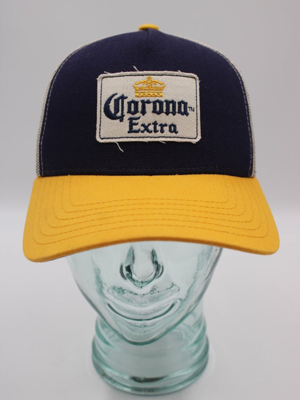 Corona Extra Hat Cap SnapBack One Size Mesh Trucker Beer Navy Blue & Yellow